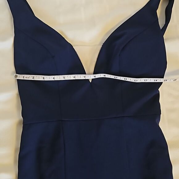 Brides Women's Mermaid High-Low Draped Low Back Maxi Dress Size 8 Navy Blue - Picture 11 of 16